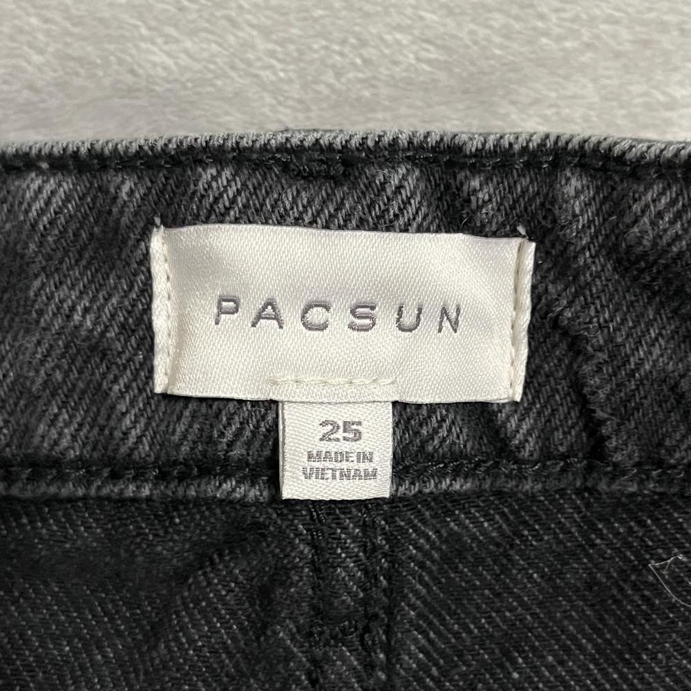 Pacsun Denim Skirt Womens 25 Black High Waist Frayed Hem Front Slit Midi Jeans - Picture 3 of 12